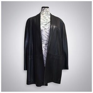 Siena Black Leather Longline Coat – Women’s Medium